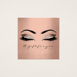 Presentkort Ro Guld Glitter Lash Makeup Fyrkantigt Visitkort