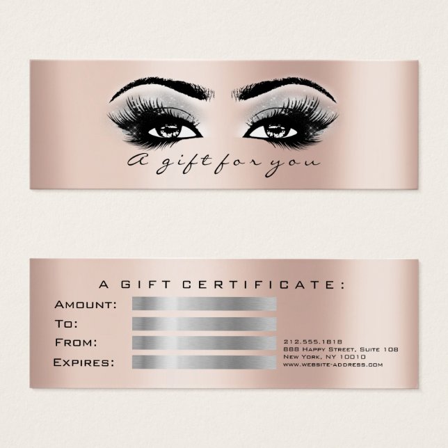 Presentkort Ro Guld Lash Makeup Grått Litet Visitkort (Framsida & baksida)