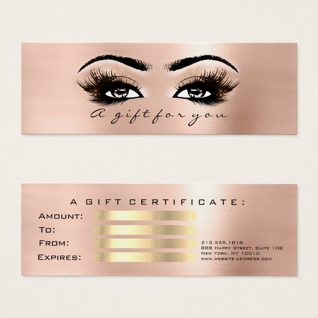 Presentkort Ro Guld Lash Makeup Litet Visitkort (Framsida & baksida)