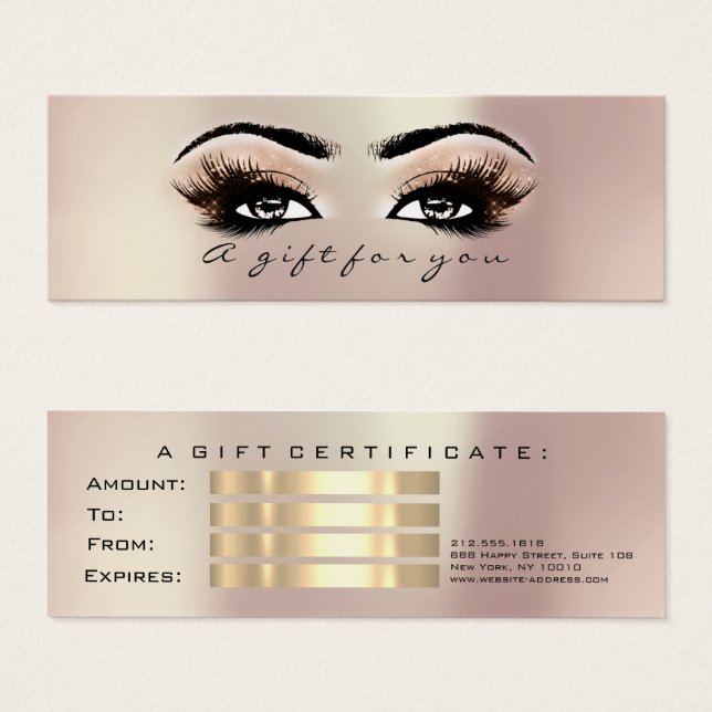 Presentkort Ro Guld Lash Makeup Litet Visitkort (Framsida & baksida)