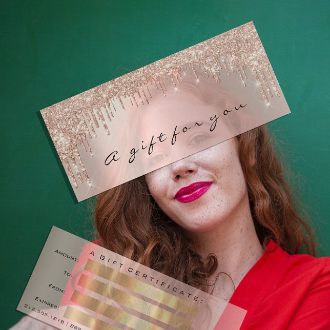 Presentkort Ro Guld Makeup Hair Nagel Lash Inbjudningar (Gift Certificate Rose Gold Makeup Hair Nails Lash Invitation)