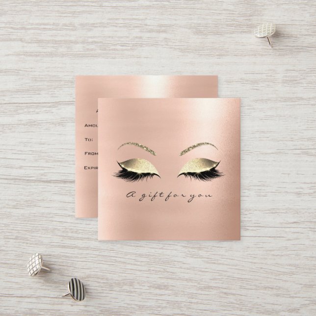 Presentkort Ro Rosa Guld Lash Makeup Öga Rabattkort (Fram/Back In Situ)