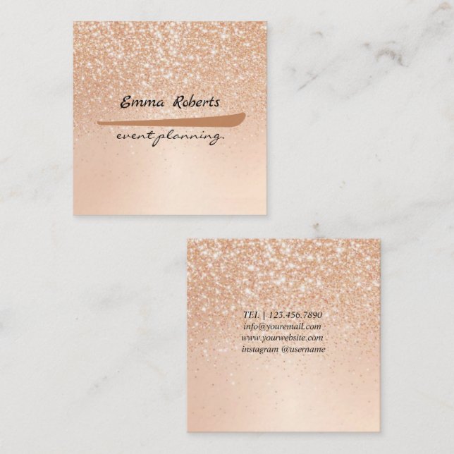 Presentkort Rosa och Vit Glitter Modernt Visitkort (Fram/baksida)