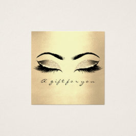 Presentkort Sepia Guld Glitter Lash Makeup Fyrkantigt Visitkort