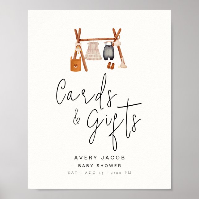 Presentkort - Skriv minimalt Boho Clothes Baby Sho Poster (Framsidan)