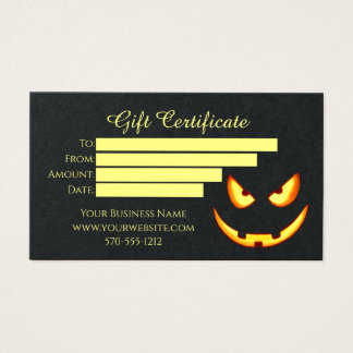 Presentkort - svart papper med Spooky Pumpkin Visitkort