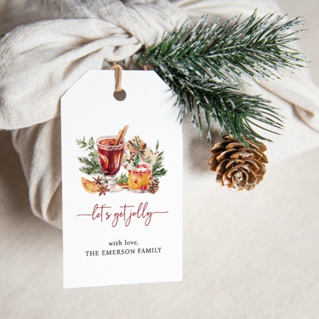 Presentkort till cocktaildrycker presentetikett (Let's Get Jolly Cocktail Holiday Party Christmas Gift Tag)