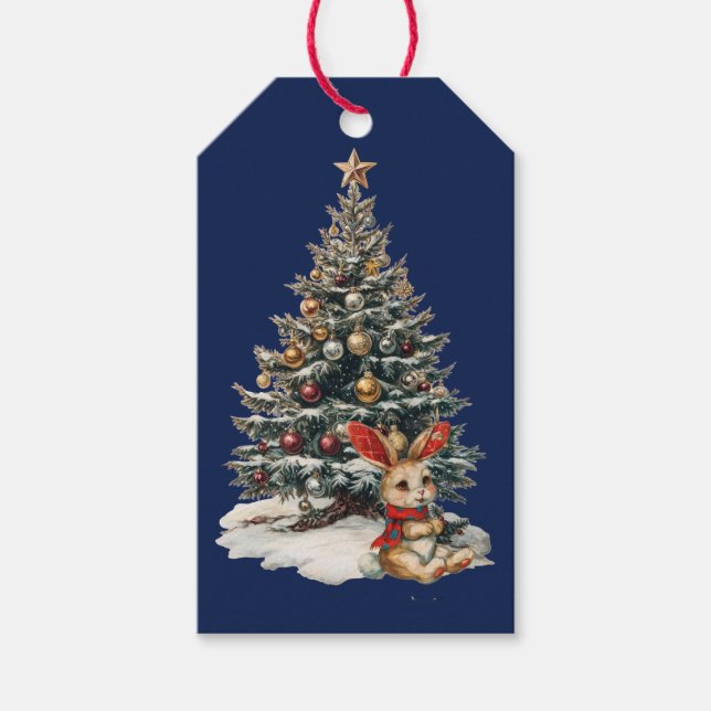 PRESENTKORT TILL JULKANIN MED TRÄD PRESENTETIKETT (Framsidan)