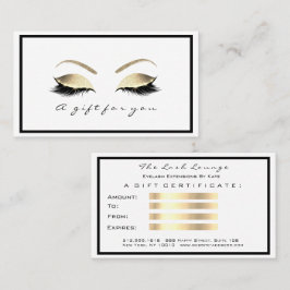 Presentkort Vita Glitter Guld Lash Makeup Rabattkort