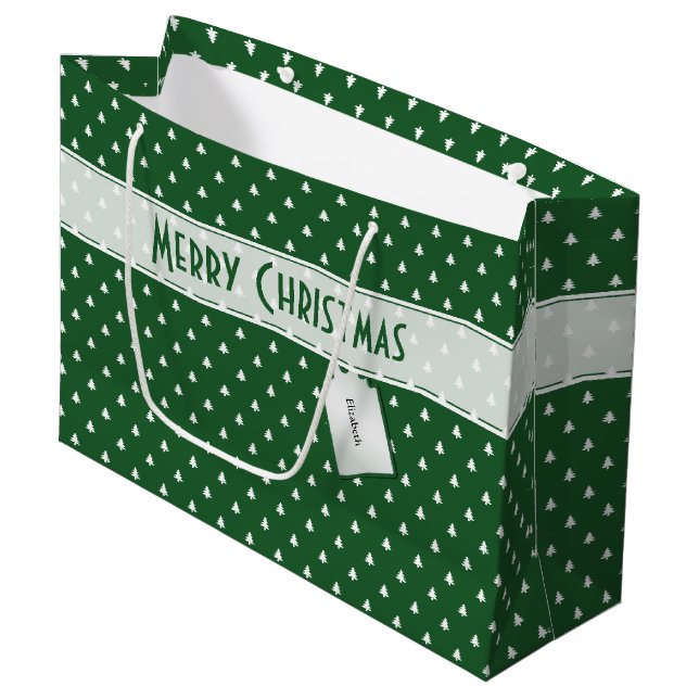 Presentkortnamn: Glad jul Grön trädstruktur (Framsidan Vinklad)