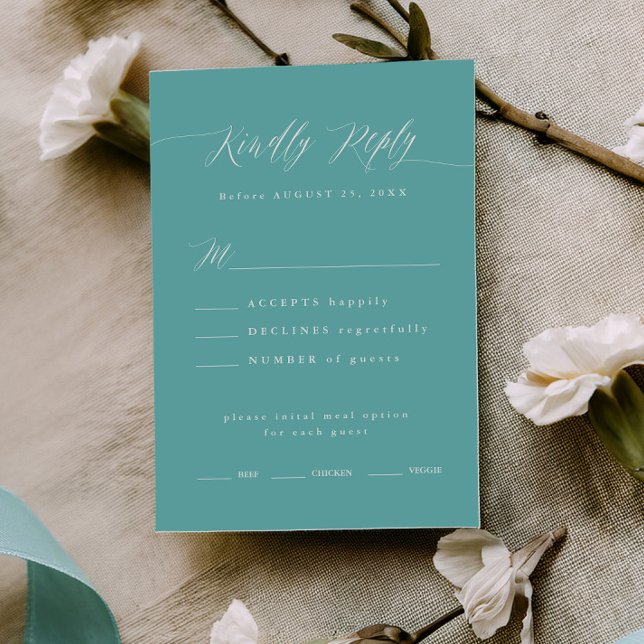 Presentlåda Blå RSVP Kalligrafi Meny Val Kort (Skapare uppladdad)