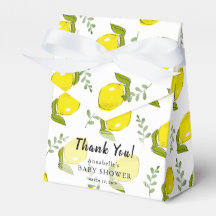 Presentlåda för babyfest med citron och blad-mönst