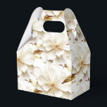 Presentlåda för fest<br><div class="desc">Favoritlåda för fest visas i ett vackert elfenbensvitt och gyllene blommönster. Anpassa denna artikel och lägg till eller köp som den visas. Tips: Lägg till en dekal med namn och lägg till lite vackert band. Bild med licens Tips: Lägg bara till dina fantastiska godsaker och lägg till lite festligt band....</div>