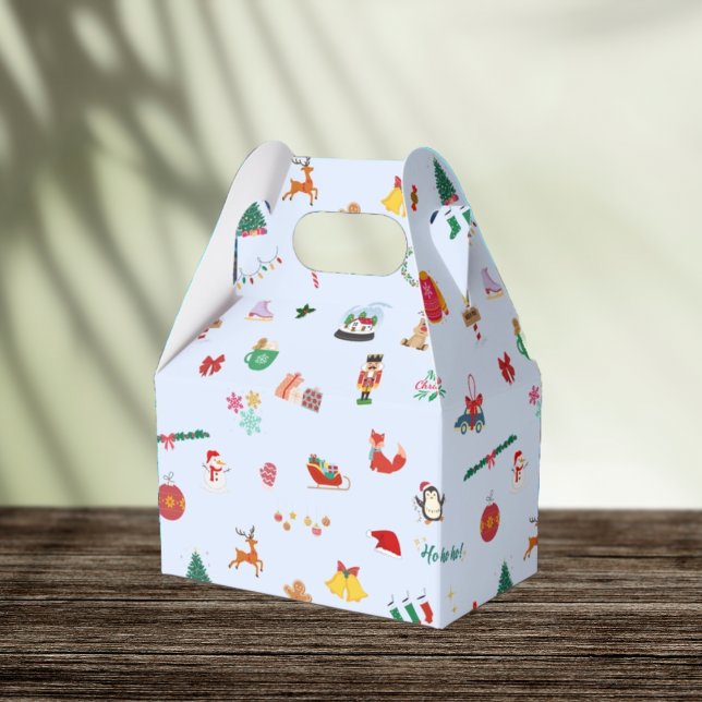 Presentlåda för Ices blå, söta julillustrationer (Skapare uppladdad)