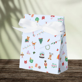 Presentlåda för Ices blå, söta julillustrationer