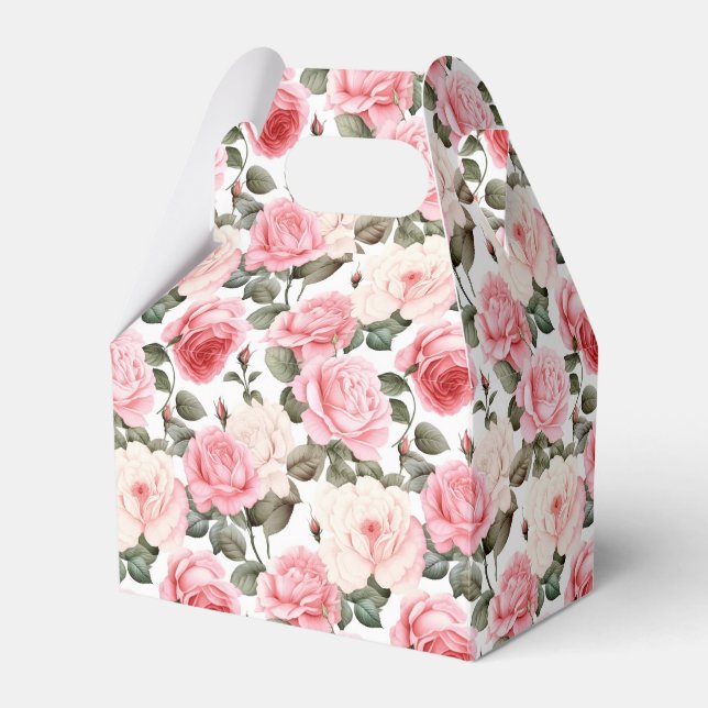 Presentlåda med rosa rosor till festligheter (Framsidan Sidan)