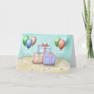 presentlådor med ballonger helgkort