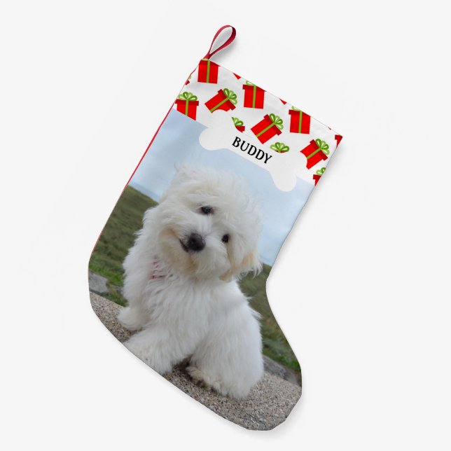Presentlådor Mönster Hundben Husdjur Foto Liten Julstrumpa (Framsidan (Hängande))