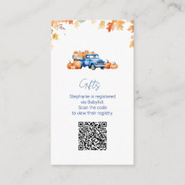 Presentlistans QR-kod Blå lastbil Liten pumpa Tilläggskort