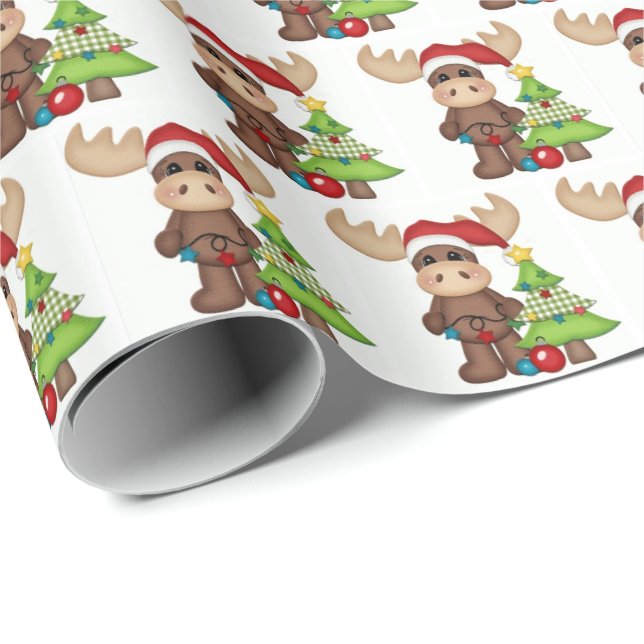 Presentpapper - Älg Julgran Glädje (Rullad Hörn)