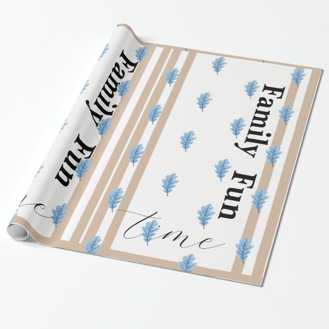 Presentpapper Beige & Vit Rand Familjefun (Utrullad)