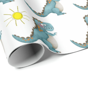 Presentpapper - Blå Dino
