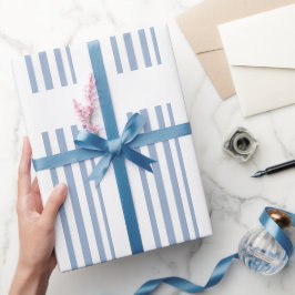 Presentpapper Blå & Vit Randig Fyrkantig
