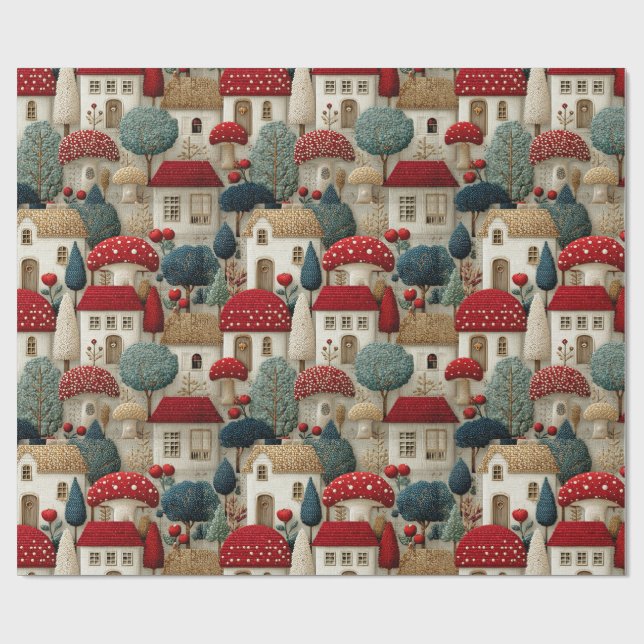 Presentpapper  Broderad lantlig by (Platt)