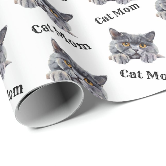 Presentpapper Cat Mom Brittsk Korthår (Rullad Hörn)