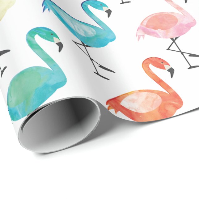 Presentpapper - Flamingos i flera färger (Rullad Hörn)