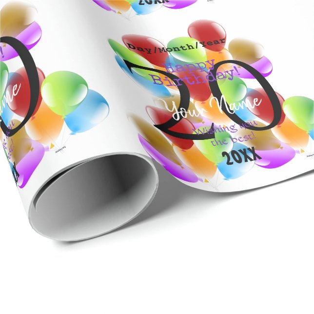 Presentpapper Födelsedagsballonger HAMbyWG (Rullad Hörn)