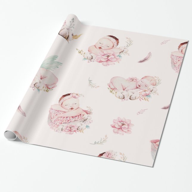Presentpapper för baby shower för flicka (Utrullad)