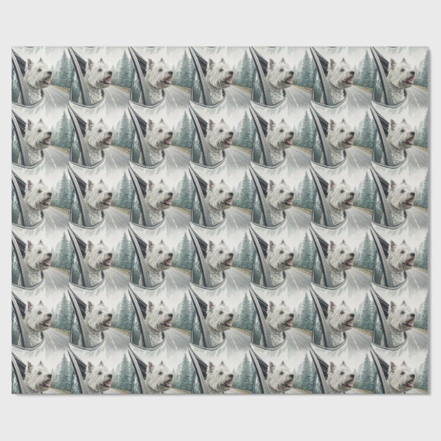 Presentpapper för West Highland Terrier landskapsr (Platt)