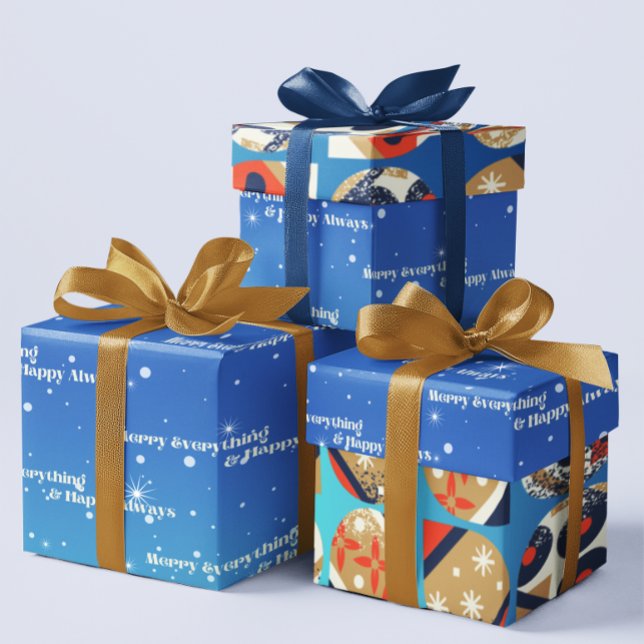 Presentpapper God Jul & Gott Nytt År Alltid (Listing is for the Blue Merry Everything Paper, Ornament Paper is sold separately in this collection)