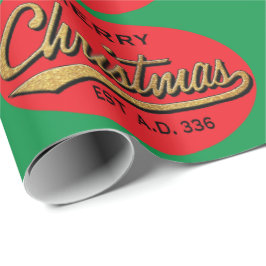 Presentpapper Grön/Röd "Retro God Jul"