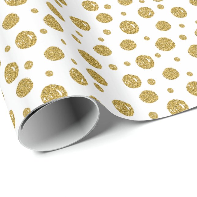 Presentpapper Guld Glitter Prickar (Rullad Hörn)