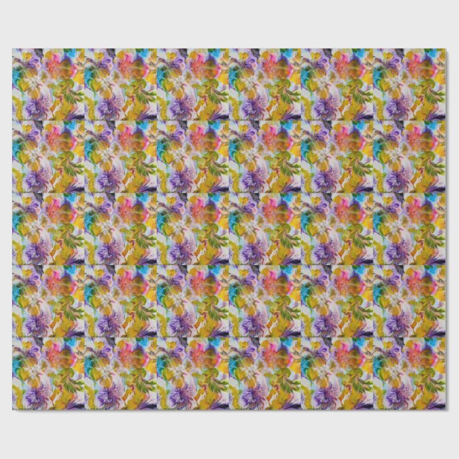 Presentpapper, Handmålad Blommig Presentinpackning Presentpapper (Platt)