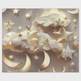 Presentpapper – Lyxig Krämig Celestial Moon Presen
