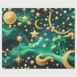 Presentpapper – Lyxig Smaragd Celestial Moon