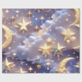 Presentpapper – Lyxig Vit Celestial Moon Present