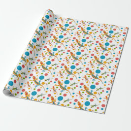 Presentpapper med färgglad gecko-design