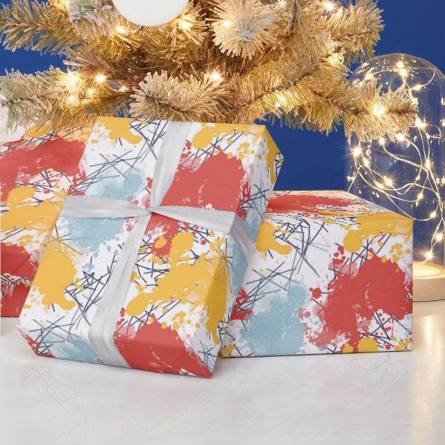 Presentpapper med färgglada fläckar och linjer (Helgdagar)