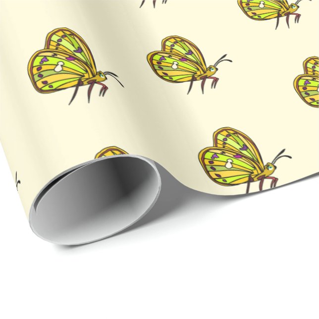 Presentpapper med fjärilar (Rullad Hörn)