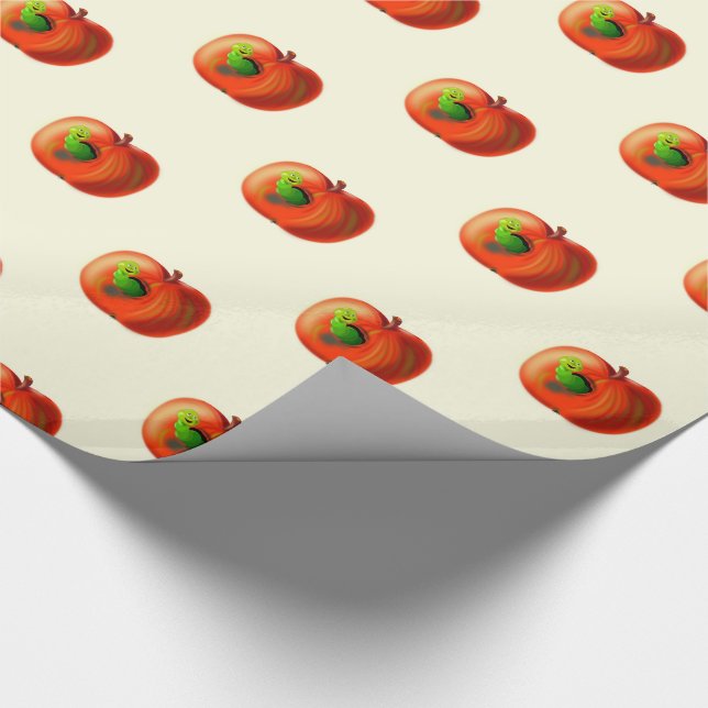 Presentpapper med Glad Äppelorm (Hörn)