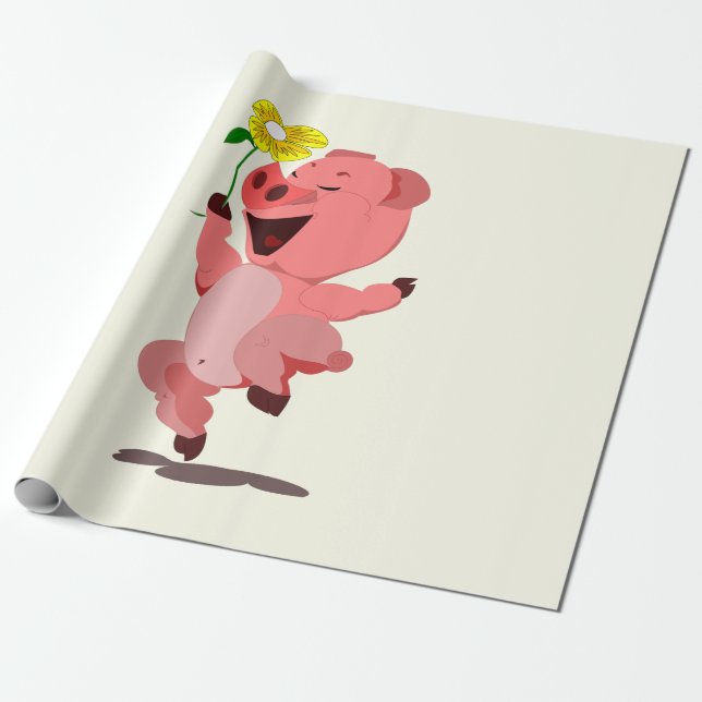 Presentpapper med Glad Gris (Utrullad)