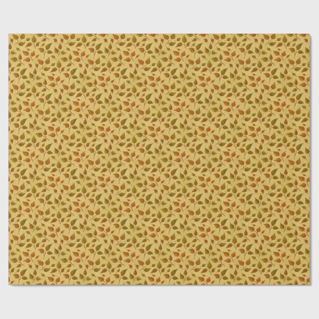 Presentpapper med höstlöv (Platt)