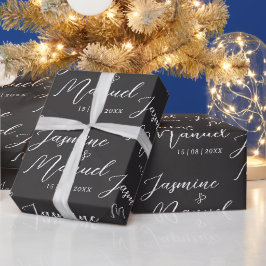 Presentpapper med parnamn Bröllop