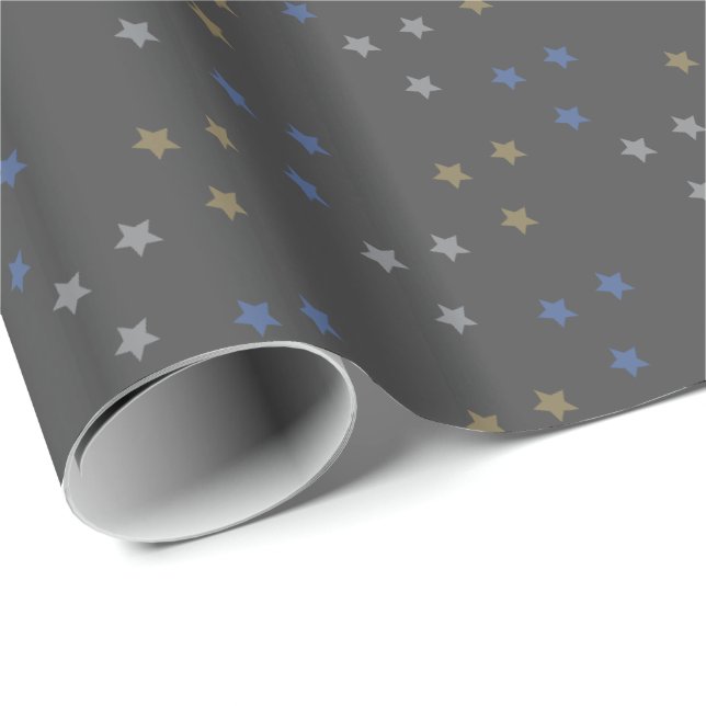 Presentpapper med stjärnmönster i grått för alla t (Rullad Hörn)
