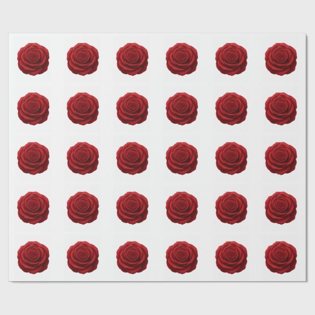 Presentpapper - Röd Ros Blomma (Platt)