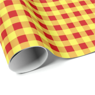 Presentpapper, rött och gult rutigt tyg presentpapper
